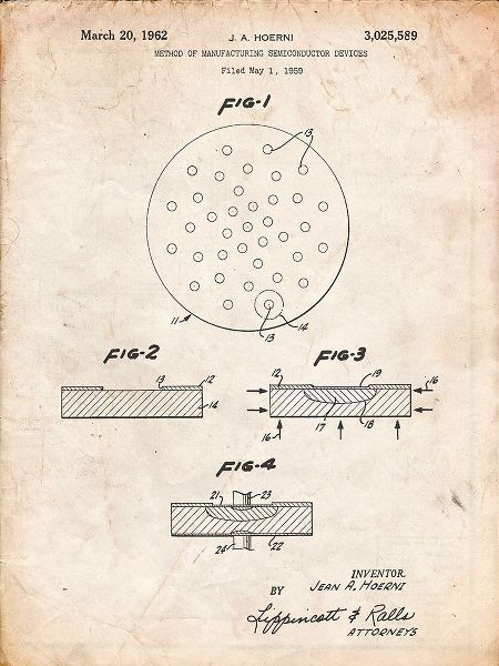 Borders, Cole 아티스트의 PP1113-Vintage Parchment Transistor Semiconductor Patent Poster작품입니다.