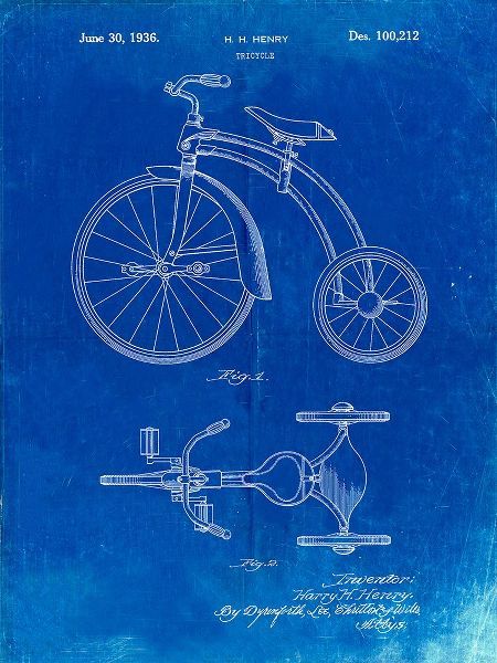 Borders, Cole 아티스트의 PP1114-Faded Blueprint Tricycle Patent Poster작품입니다.