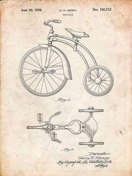 Borders, Cole 아티스트의 PP1114-Vintage Parchment Tricycle Patent Poster작품입니다.