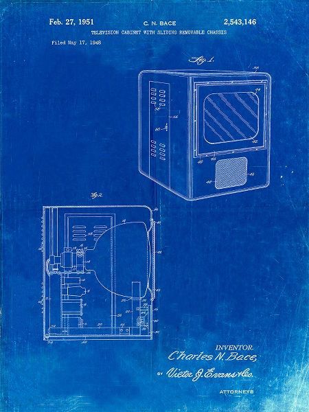 Borders, Cole 아티스트의 PP1115-Faded Blueprint Tube Television Patent Poster작품입니다.