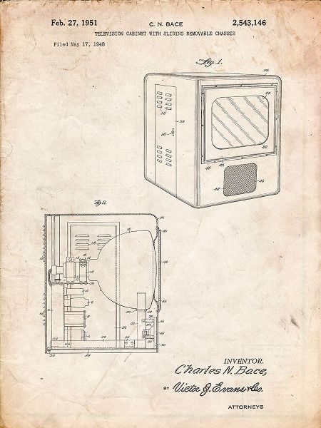 Borders, Cole 아티스트의 PP1115-Vintage Parchment Tube Television Patent Poster작품입니다.