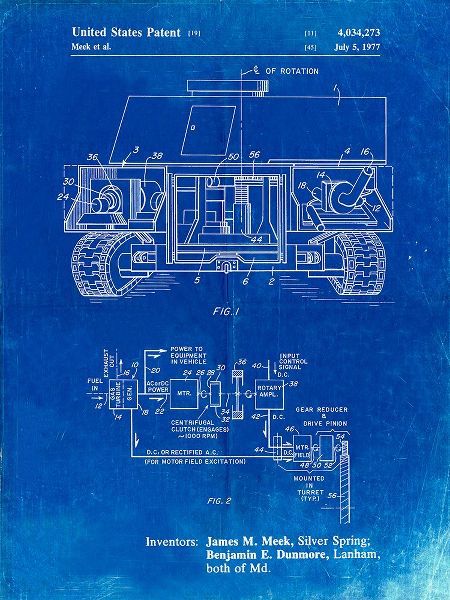 Borders, Cole 아티스트의 PP1116-Faded Blueprint Turret Drive System Patent Poster작품입니다.
