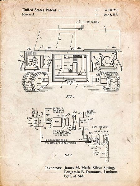 Borders, Cole 아티스트의 PP1116-Vintage Parchment Turret Drive System Patent Poster작품입니다.
