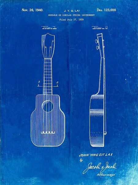 Borders, Cole 아티스트의 PP1117-Faded Blueprint Ukulele Patent Poster작품입니다.
