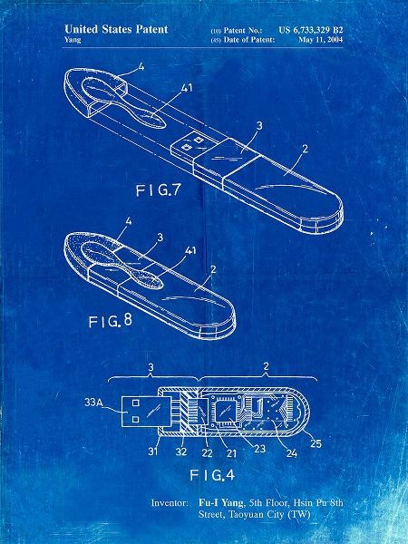 Borders, Cole 아티스트의 PP1120-Faded Blueprint USB Flash Drive Patent Poster작품입니다.