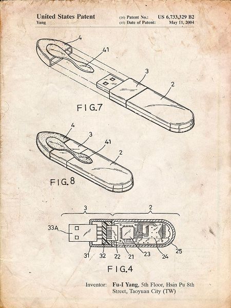 Borders, Cole 아티스트의 PP1120-Vintage Parchment USB Flash Drive Patent Poster작품입니다.