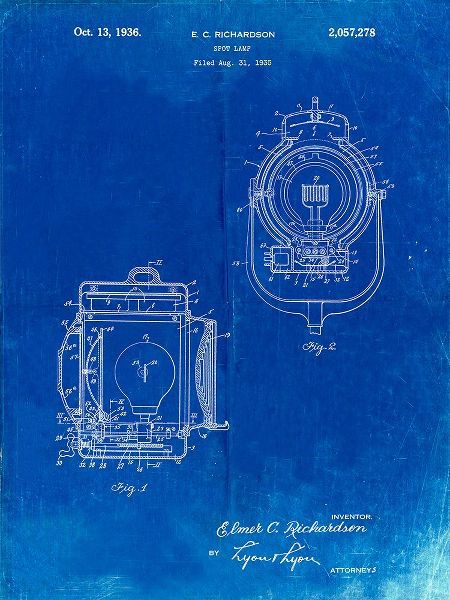 Borders, Cole 아티스트의 PP1123-Faded Blueprint Vintage Movie Set Light Patent Poster작품입니다.