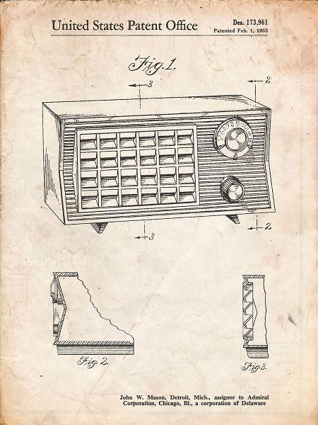 Borders, Cole 아티스트의 PP1126-Vintage Parchment Vintage Table Radio Patent Poster작품입니다.