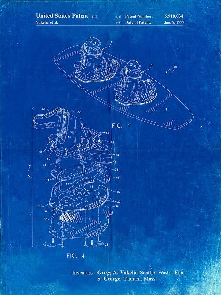 Borders, Cole 아티스트의 PP1131-Faded Blueprint Wakeboard Patent Poster작품입니다.