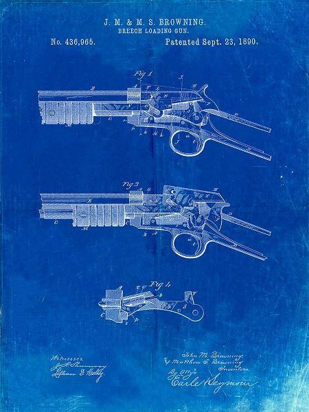 Borders, Cole 아티스트의 PP1135-Faded Blueprint Winchester Model 1890 Gun Patent작품입니다.