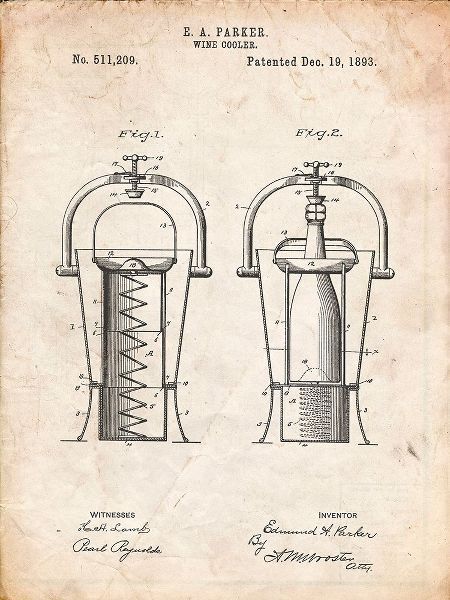 Borders, Cole 아티스트의 PP1138-Vintage Parchment Wine Cooler 1893 Patent Poster작품입니다.