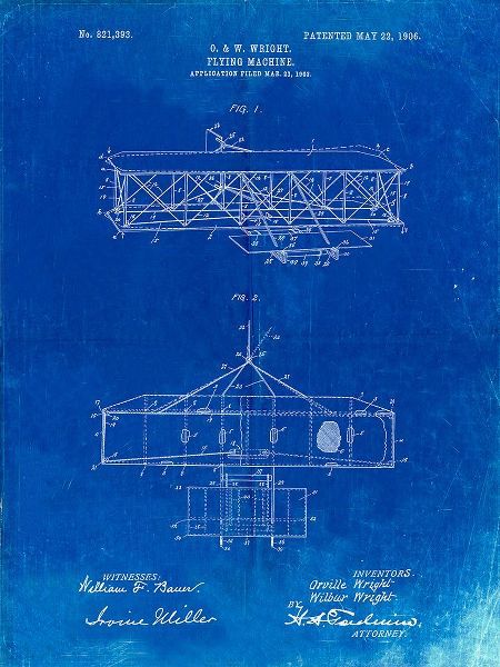 Borders, Cole 아티스트의 PP1139-Faded Blueprint Wright Brothers Aeroplane Patent작품입니다.