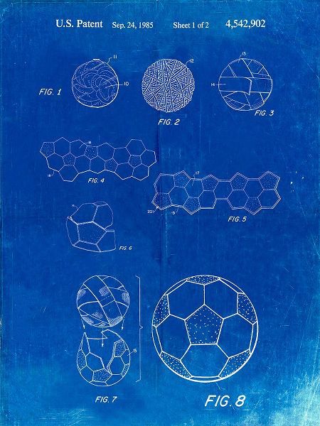 Borders, Cole 아티스트의 PP54-Faded Blueprint Soccer Ball 1985 Patent Poster작품입니다.