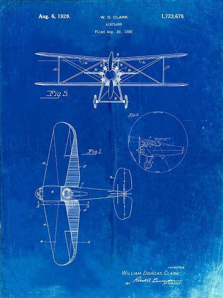 Borders, Cole 아티스트의 PP68-Faded Blueprint Staggered Biplane Aircraft Patent Poster작품입니다.