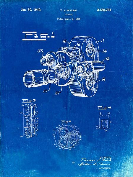 Borders, Cole 아티스트의 PP72-Faded Blueprint Bell and Howell Color Filter Camera Patent Poster작품입니다.