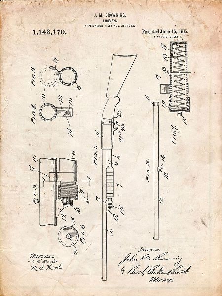 Borders, Cole 아티스트의 PP74-Vintage Parchment Ithaca Shotgun Patent Poster작품입니다.