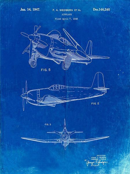 Borders, Cole 아티스트의 PP82-Faded Blueprint Contra Propeller Low Wing Airplane Patent작품입니다.