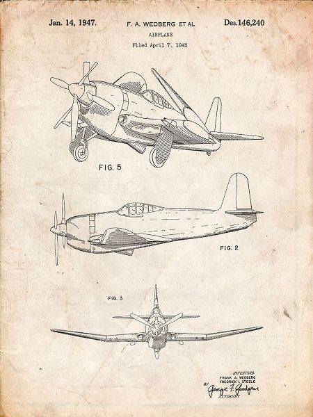 Borders, Cole 아티스트의 PP82-Vintage Parchment Contra Propeller Low Wing Airplane Patent작품입니다.