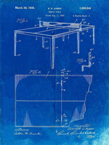 Borders, Cole 아티스트의 PP92-Faded Blueprint Table Tennis Patent Poster작품입니다.