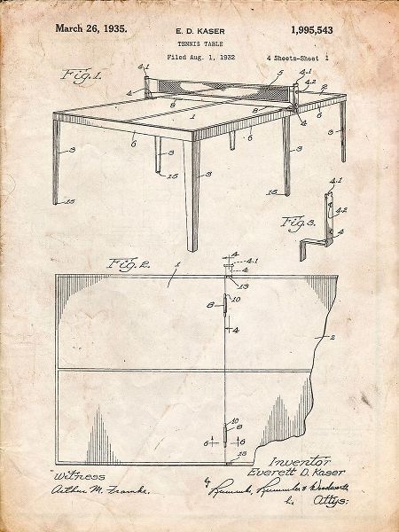 Borders, Cole 아티스트의 PP92-Vintage Parchment Table Tennis Patent Poster작품입니다.