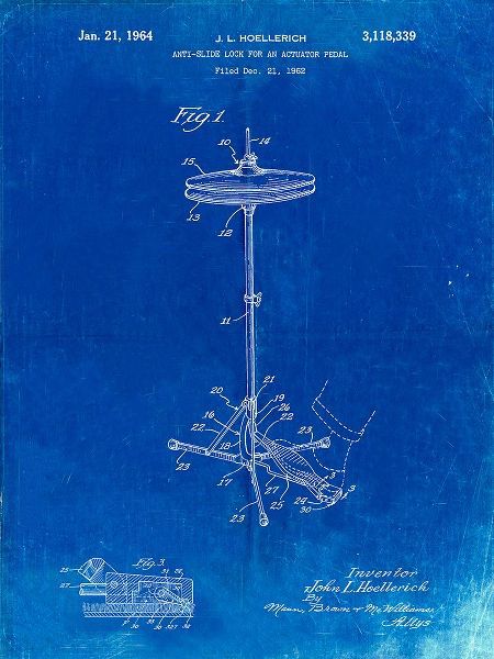 Borders, Cole 아티스트의 PP106-Faded Blueprint Hi Hat Cymbal Stand and Pedal Patent Poster작품입니다.