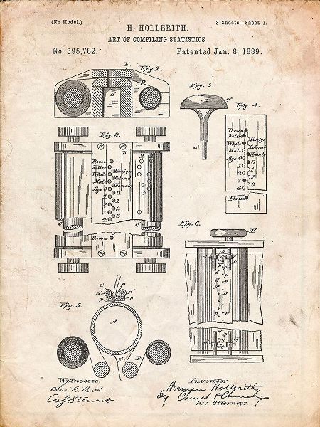 Borders, Cole 아티스트의 PP110-Vintage Parchment Hollerith Machine Patent Poster작품입니다.