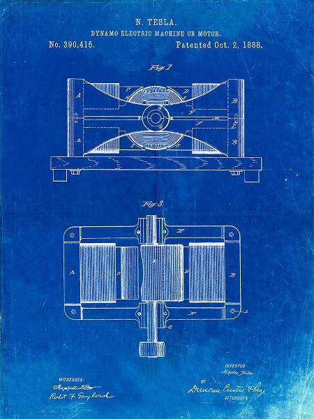 Borders, Cole 아티스트의 PP111-Faded Blueprint Tesla Dynamo Electric Machine Poster작품입니다.