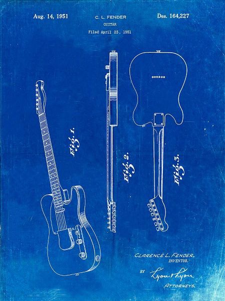 Borders, Cole 아티스트의 PP121- Faded Blueprint Fender Broadcaster Electric Guitar Patent Poster작품입니다.
