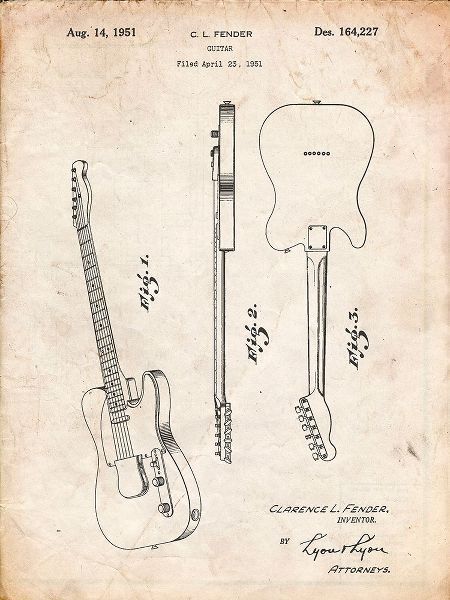 Borders, Cole 아티스트의 PP121- Vintage Parchment Fender Broadcaster Electric Guitar Patent Poster작품입니다.