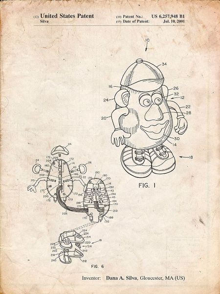 Borders, Cole 아티스트의 PP123- Vintage Parchment Mr. Potato Head Patent Poster작품입니다.