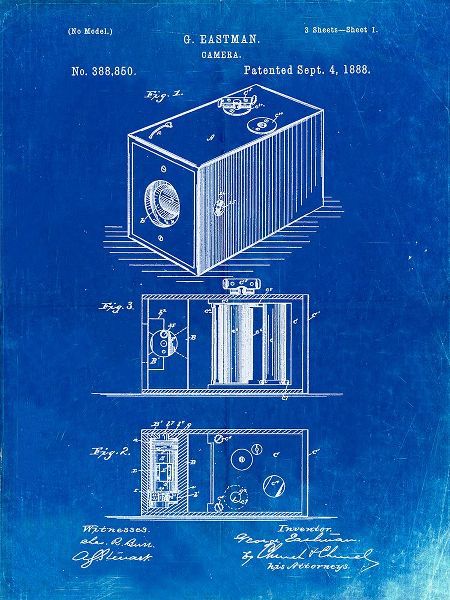 Borders, Cole 아티스트의 PP126- Faded Blueprint Eastman Kodak Camera Patent Poster작품입니다.
