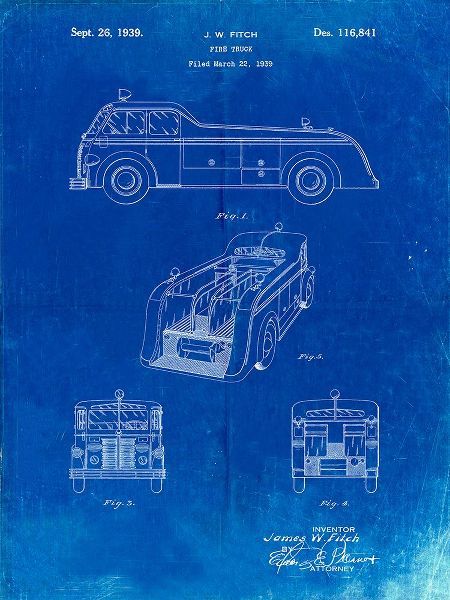 Borders, Cole 아티스트의 PP128- Faded Blueprint Firetruck 1939 Patent Poster작품입니다.