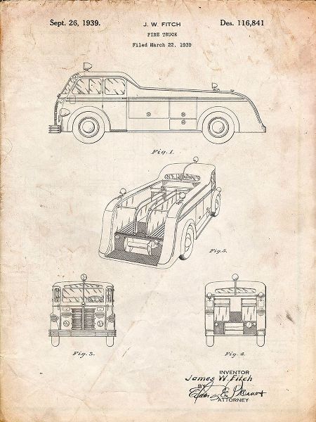 Borders, Cole 아티스트의 PP128- Vintage Parchment Firetruck 1939 Patent Poster작품입니다.