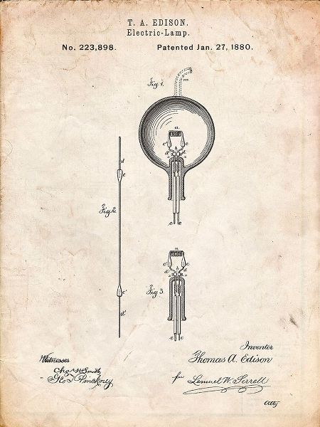 Borders, Cole 아티스트의 PP133- Vintage Parchment Thomas Edison Light Bulb Poster작품입니다.
