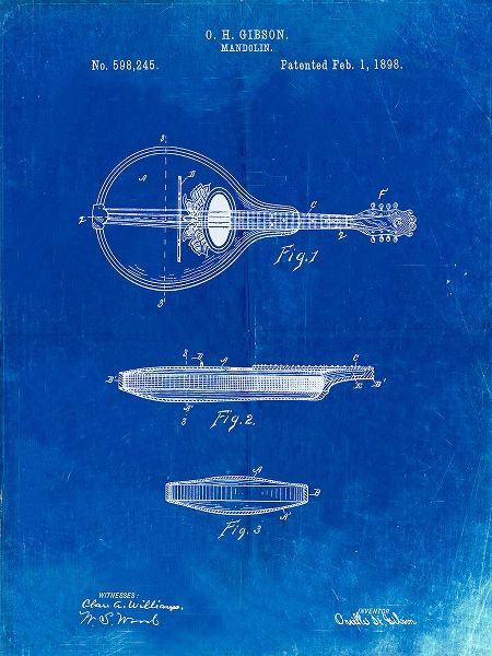 Borders, Cole 아티스트의 PP137- Faded Blueprint Gibson Mandolin A - Model Patent Poster작품입니다.