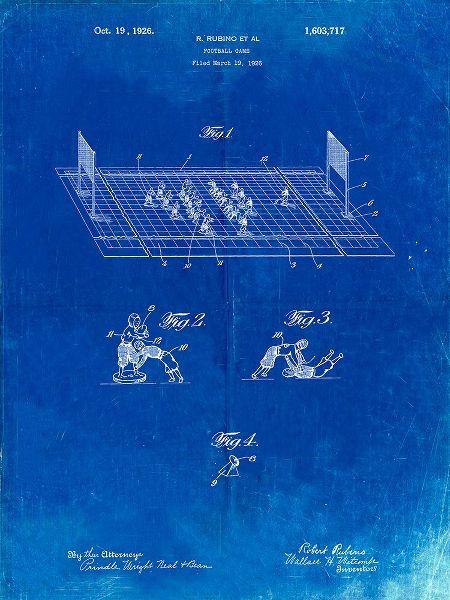 Borders, Cole 아티스트의 PP142- Faded Blueprint Football Board Game Patent Poster작품입니다.