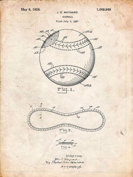 Borders, Cole 아티스트의 PP143- Vintage Parchment Baseball Stitching Patent작품입니다.