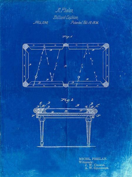 Borders, Cole 아티스트의 PP149- Faded Blueprint Pool Table Patent Poster작품입니다.