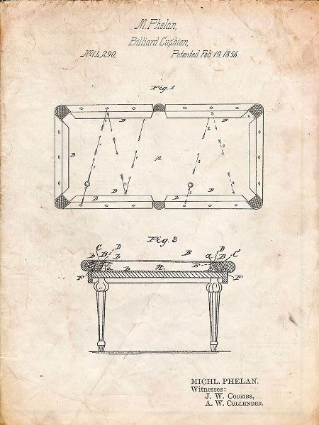 Borders, Cole 아티스트의 PP149- Vintage Parchment Pool Table Patent Poster작품입니다.