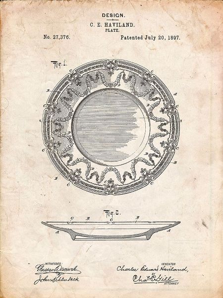 Borders, Cole 아티스트의 PP150- Vintage Parchment Haviland Dinner Plate Patent Poster작품입니다.
