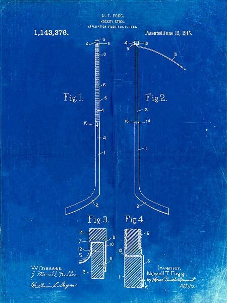 Borders, Cole 아티스트의 PP157- Faded Blueprint Hockey Stick 1915 Poster작품입니다.