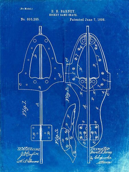 Borders, Cole 아티스트의 PP158- Faded Blueprint 1898 Hockey Skate Patent Poster작품입니다.