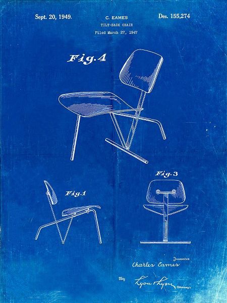 Borders, Cole 아티스트의 PP159- Faded Blueprint Eames Tilt Back Chair Patent Poster작품입니다.