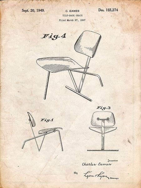 Borders, Cole 아티스트의 PP159- Vintage Parchment Eames Tilt Back Chair Patent Poster작품입니다.