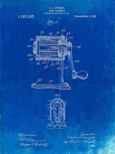 Borders, Cole 아티스트의 PP162- Faded Blueprint Pencil Sharpener Patent Poster작품입니다.