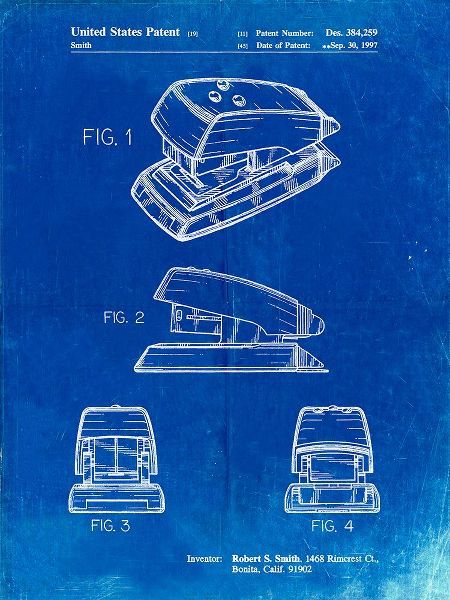 Borders, Cole 아티스트의 PP164- Faded Blueprint Mini Stapler Patent Poster작품입니다.