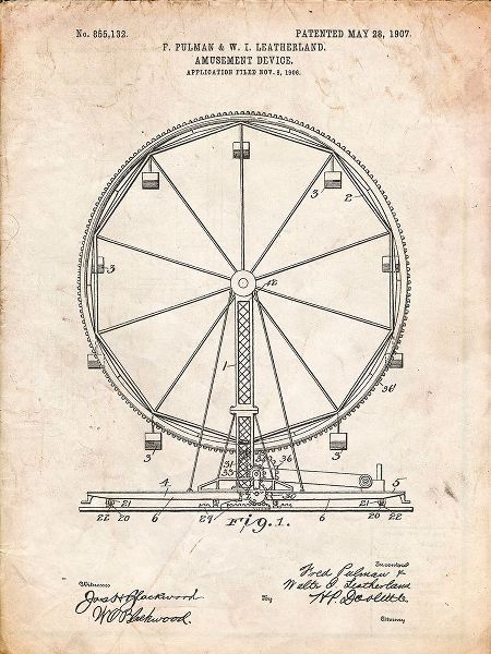 Borders, Cole 아티스트의 PP167- Vintage Parchment Ferris Wheel Poster작품입니다.