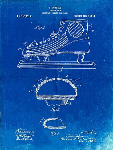Borders, Cole 아티스트의 PP169- Faded Blueprint Hockey Skate Patent Poster작품입니다.