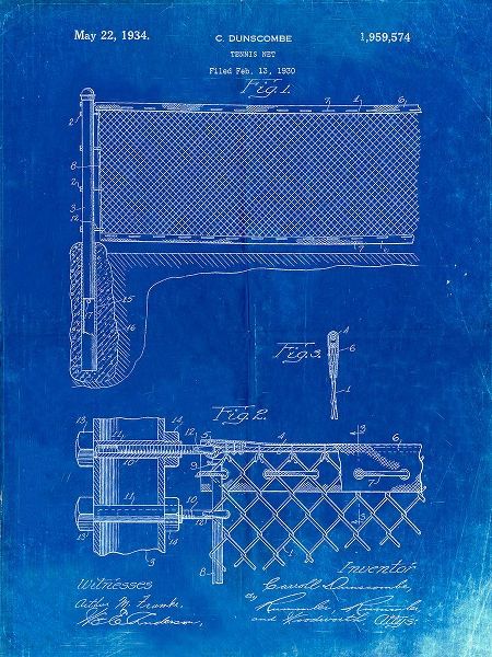 Borders, Cole 아티스트의 PP181- Faded Blueprint Tennis Net Patent Poster작품입니다.