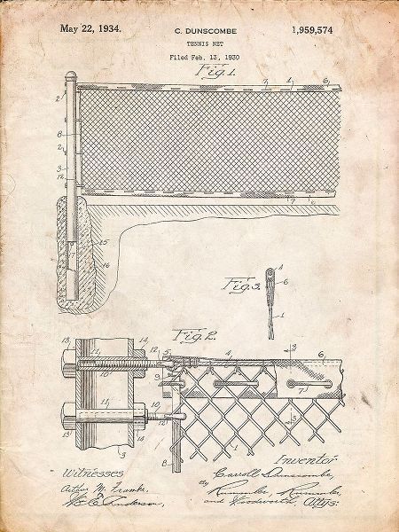 Borders, Cole 아티스트의 PP181- Vintage Parchment Tennis Net Patent Poster작품입니다.